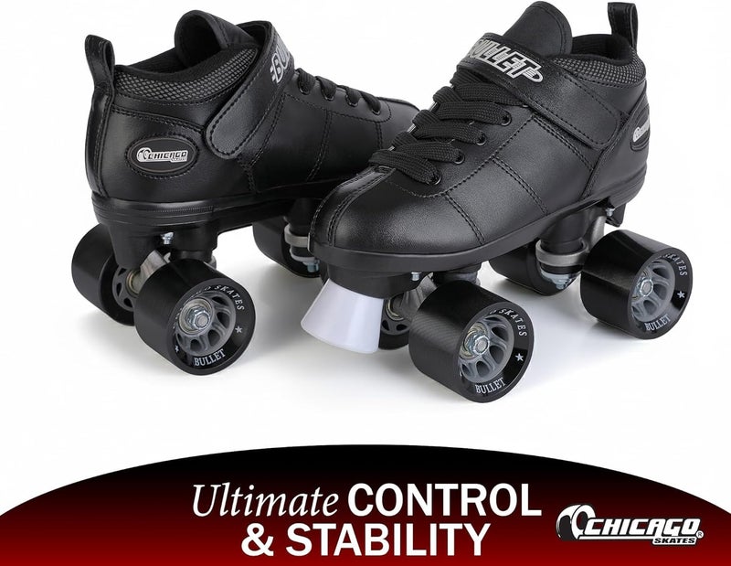 Chicago Skates Bullet Speed Quad Roller Skates â€“ Durable, Top Performance Indoor/Outdoor Youth Skate Shoes for Kids, Boys & Girls Beginner 62mm Urethane Wheels & Low-Cut Ankle Boots for Agility 7-12 - Image 3